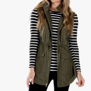 Olive Green Women’s Utility Vest Plus Size Safari Fall Vest